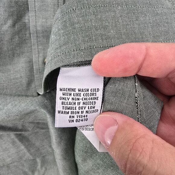 L.L. Bean Slim Fit‎ Mens Shirt Long Sleeve Size Small Regular Color Green - Picture 9 of 16